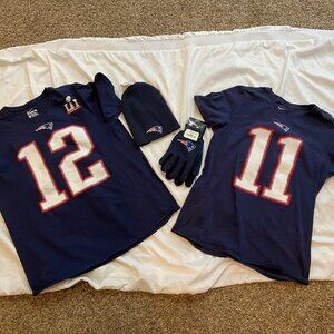 New England Patriots Tshirts Brady Edelman plus hat and gloves NWTs
